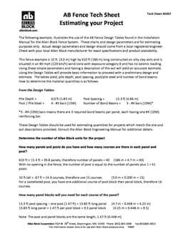 Estimating Materials for AB Fence