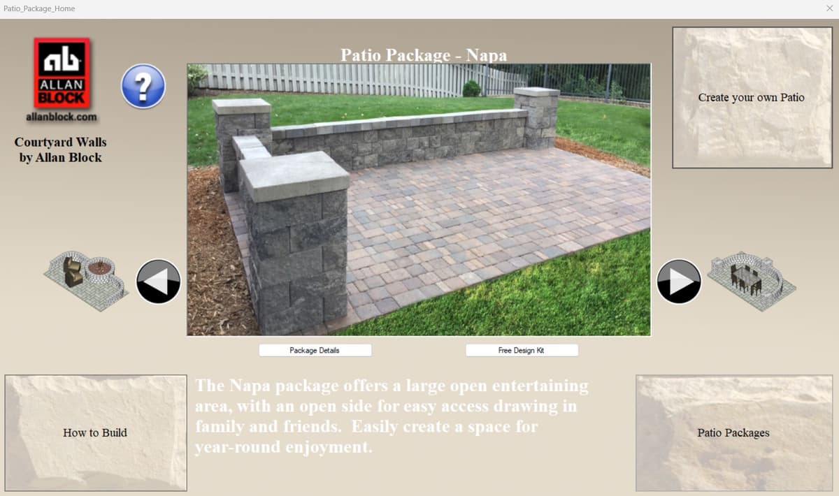 Pre-designed patio packages