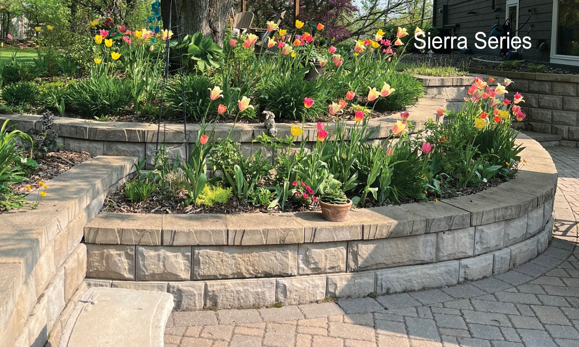 Allan Block planter wall installation
